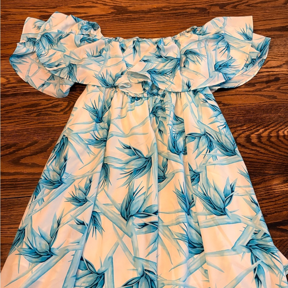 Buddy Love Strapless Blue and White Dress